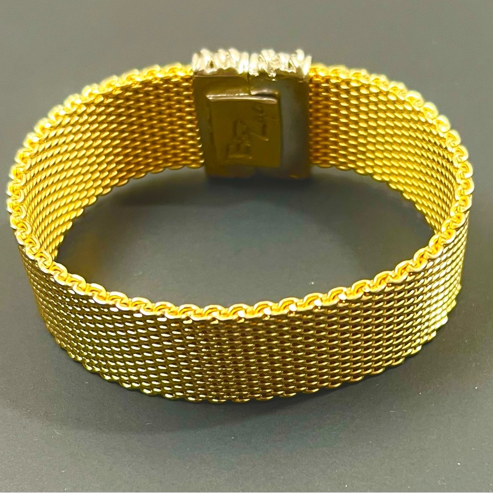 Gold and Silver Two-Tone Mesh Bracelet - Picture 4 of 10